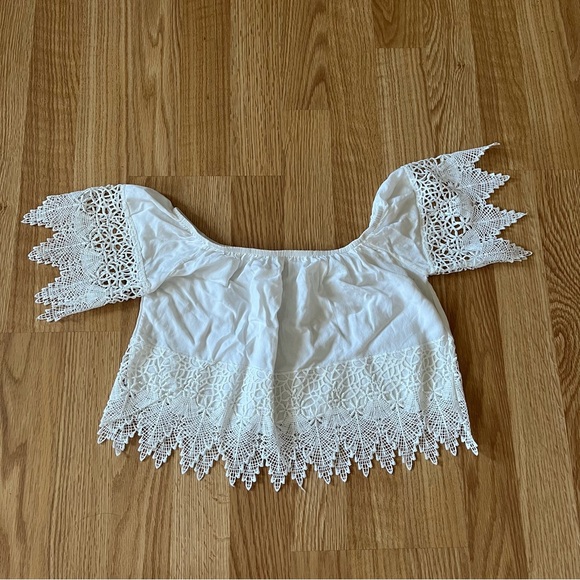 Y2K White Off the shoulder peasant top - Picture 1 of 4